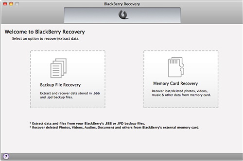 BlackBerry Recovery For Mac软件操作界面