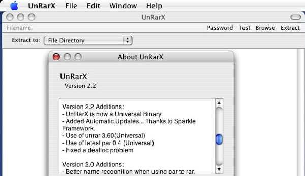 UnRarX操作界面