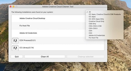 Creative Cloud Cleaner Tool截图