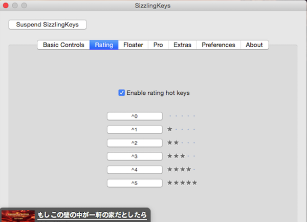 SizzlingKeys Mac设置界面
